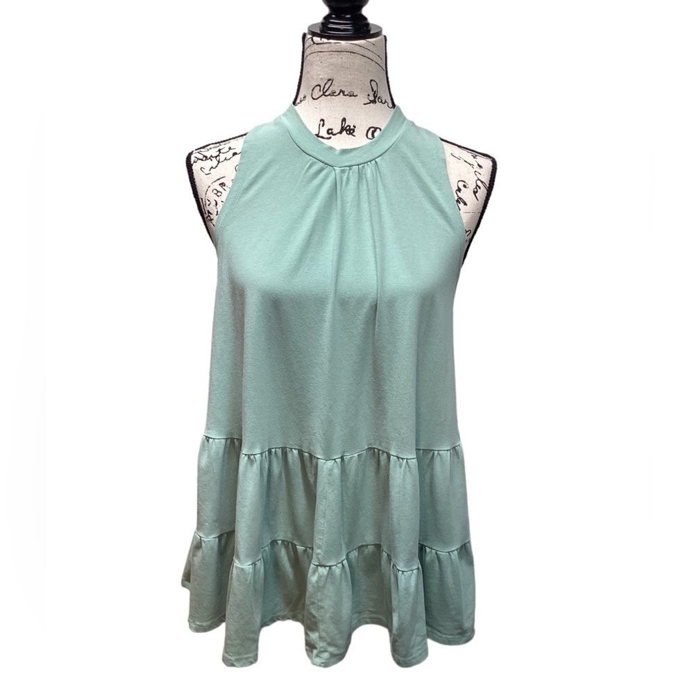 Favlux Tiered Ruffle Boho Tunic Seafoam Green Size Small
